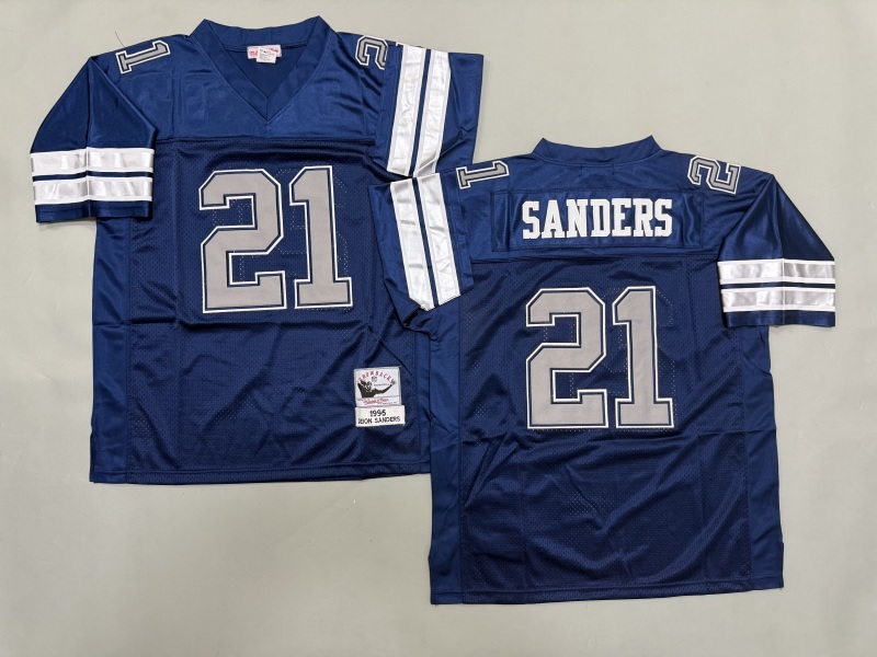 Men 2025 Nike Dallas Cowboys #21 Sanders Blue Throwback Limited NFL Jersey 004